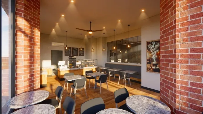 Café-Bakery Berlin rendered interior