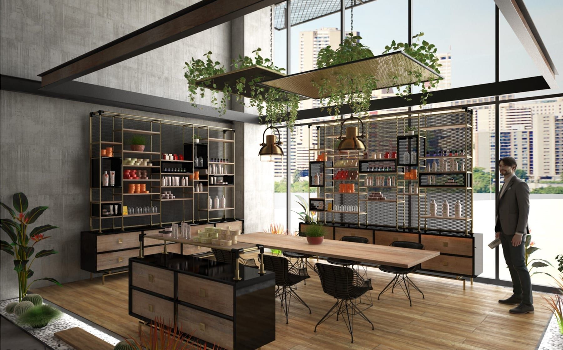 Cosmetics company office reception concept design