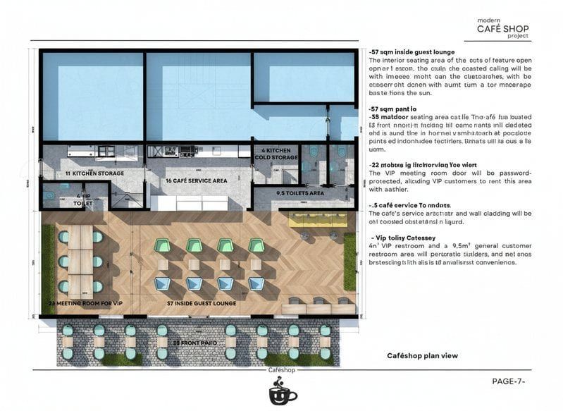CaféShop floor plan with seating layout