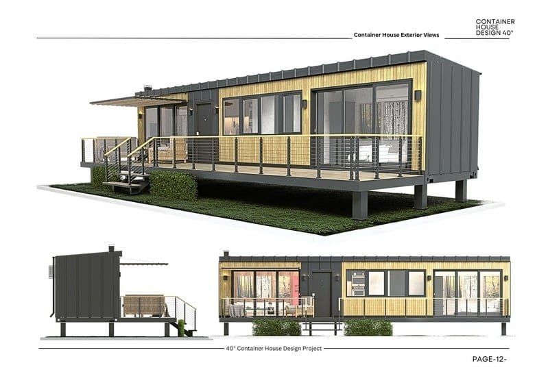 Exterior render showing the wraparound deck and entrance