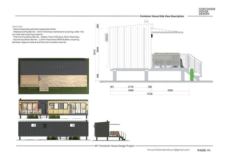 Combined exterior and interior view drawing