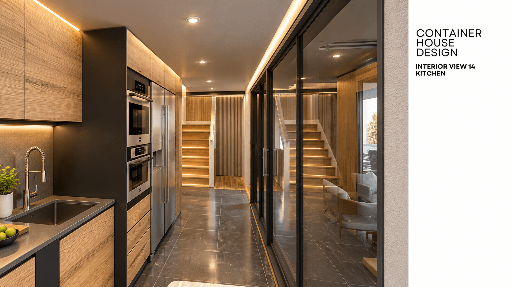 Kitchen interior with wood cabinetry