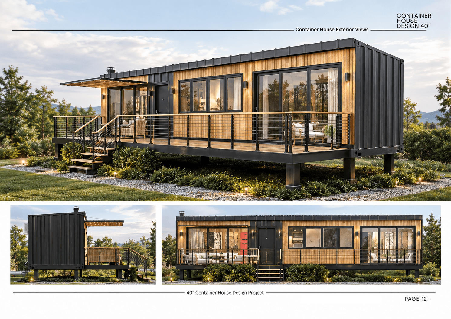 Exterior render showing the wraparound deck and entrance