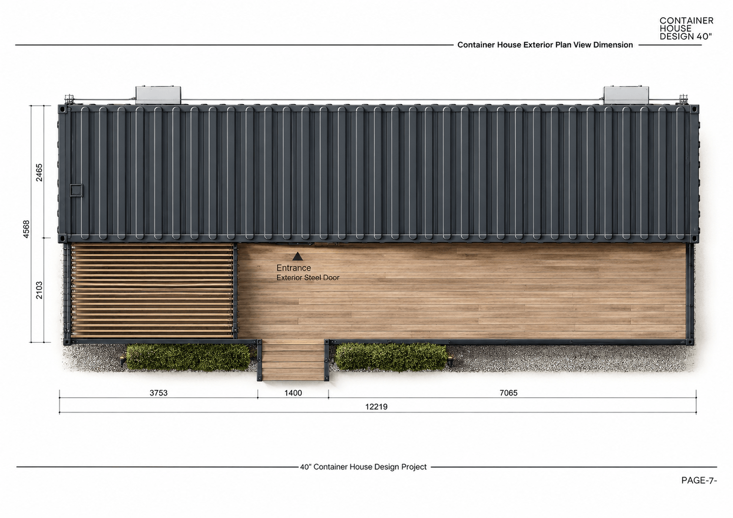 Roof and exterior dimension drawing